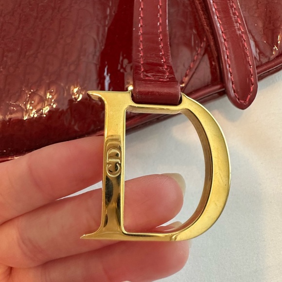 Christian Dior Patent Saddle Bag Dark Red - Picture 7 of 15